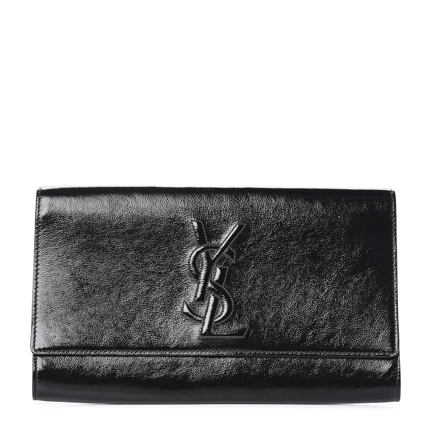 Textured Patent Monogram Large Belle De Jour Clutch Black