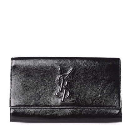 Saint Laurent Textured Patent Monogram Large Belle De Jour Clutch Black 1 of 9