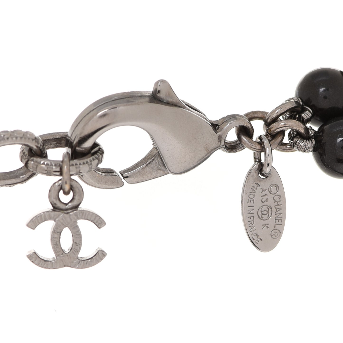 Glass Bead CC Map Short Necklace Ruthenium Black