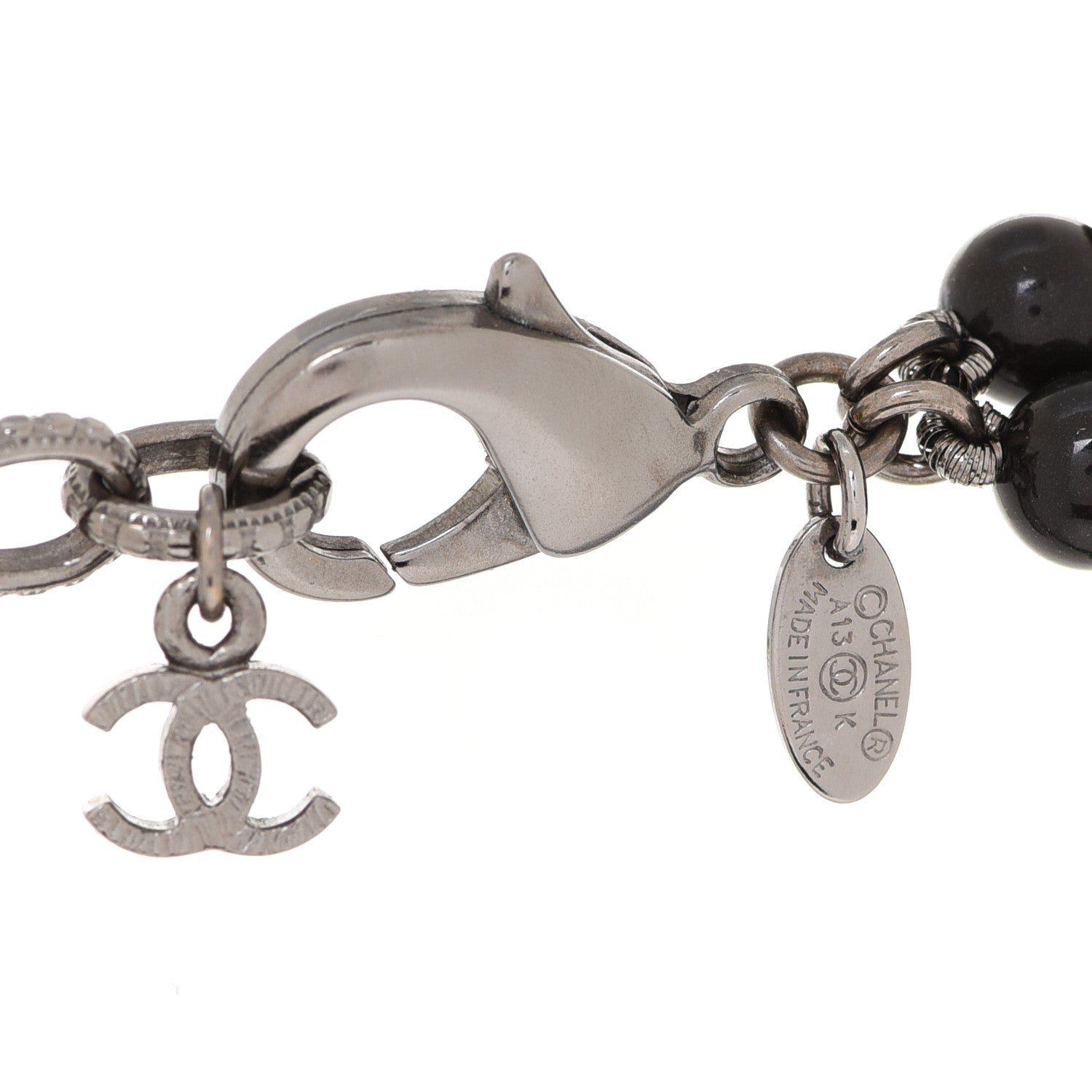 Chanel Glass Bead CC Map Short Necklace Ruthenium Black 5 of 8