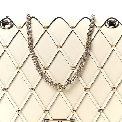 Valentino Garavani Smooth Calfskin Quilted Beehive Shoulder Bag Light Ivory 7 of 9