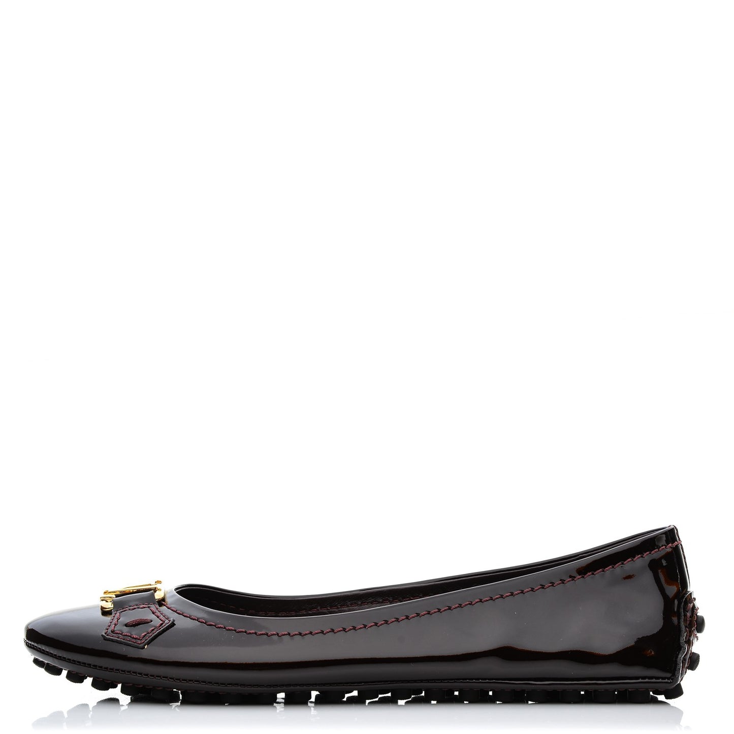 Patent Calfskin Oxford Ballerina Flats 37 Amarante