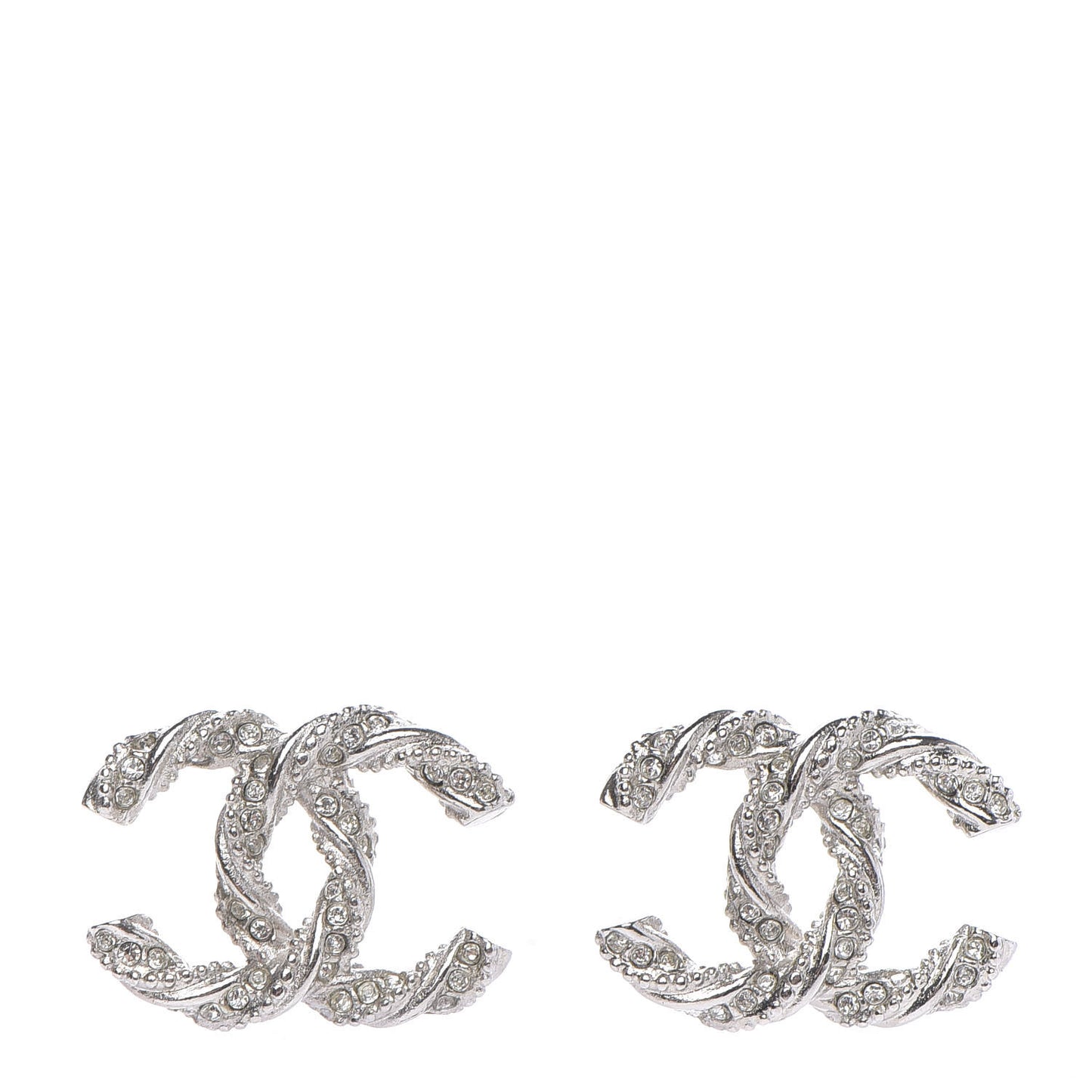 Crystal Twisted CC Earrings Silver