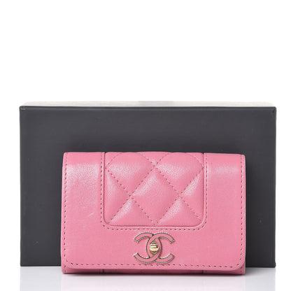 Chanel Lambskin Quilted CC Flap Coin Purse Wallet Pink 10 of 10