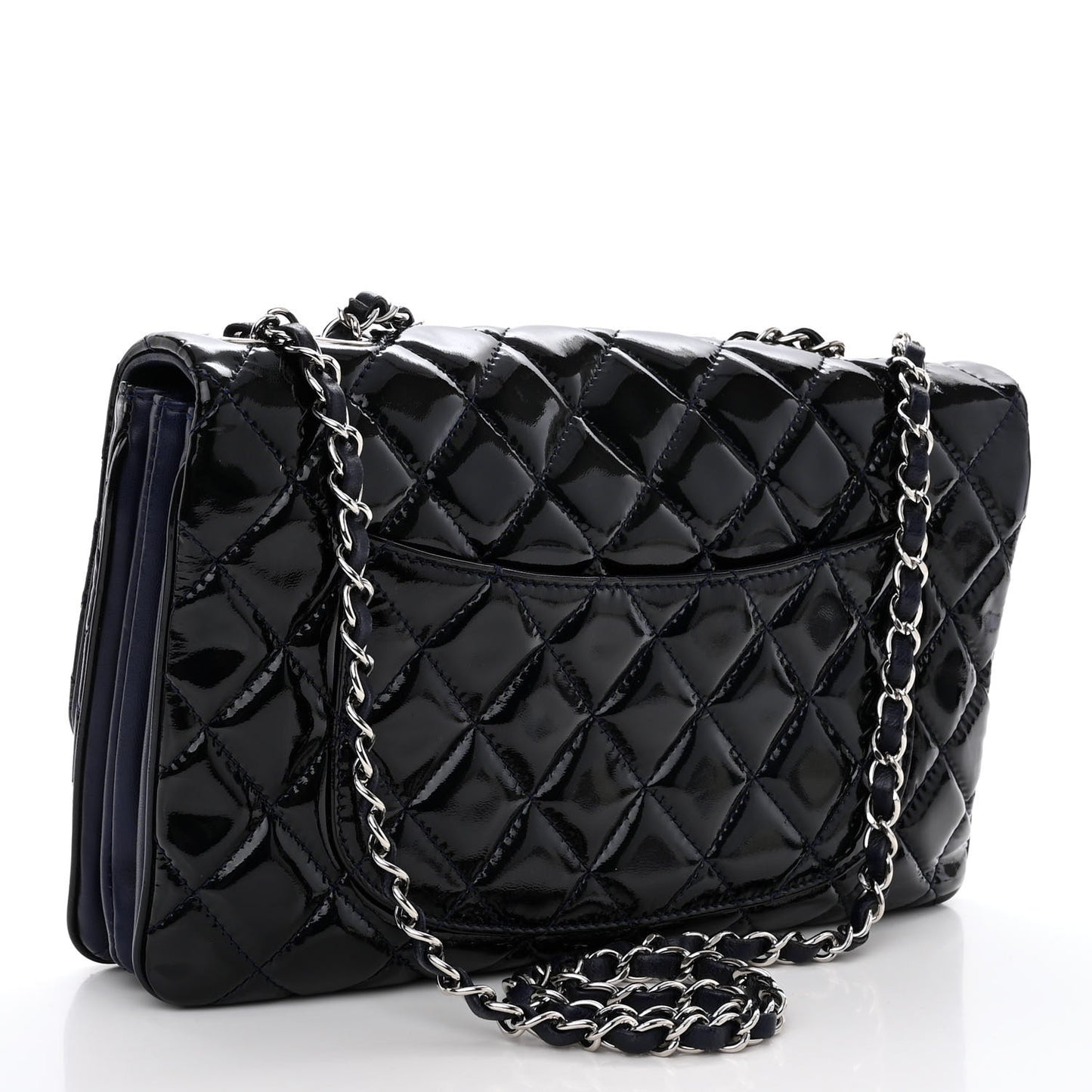 Patent Quilted 3 Jumbo Flap Navy