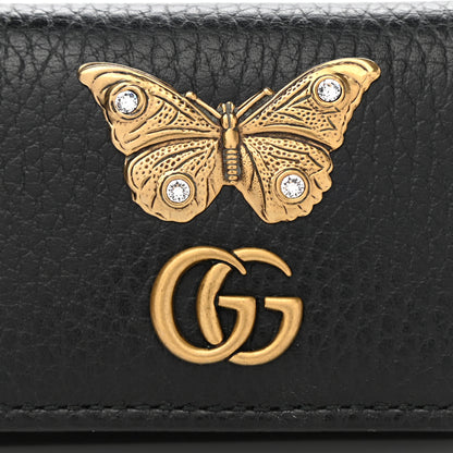 Gucci Pebbled Calfskin Butterfly 6 Key Holder Case Black 10 of 10