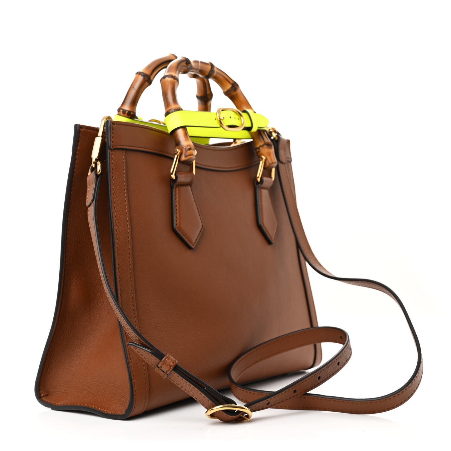 Wonka Grain Calfskin Small Diana Tote Bag Cuir Yellow Fluo