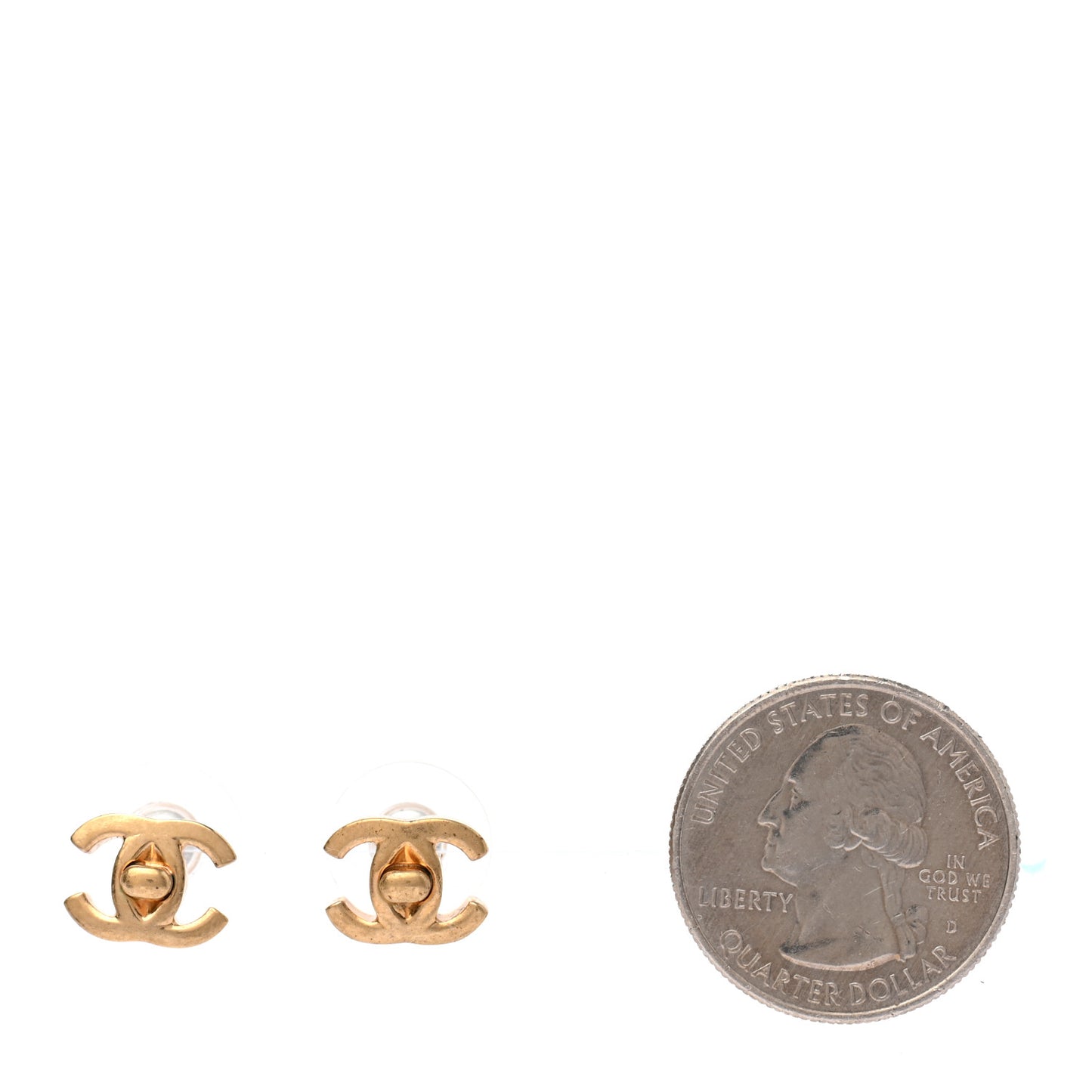 Metal CC Turnlock Earrings Gold