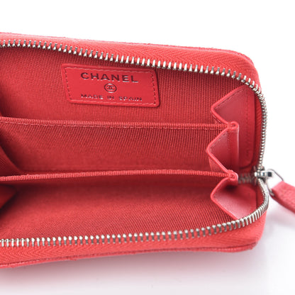 Chanel Caviar Chevron Quilted Zip Coin Purse Light Red 5 of 13