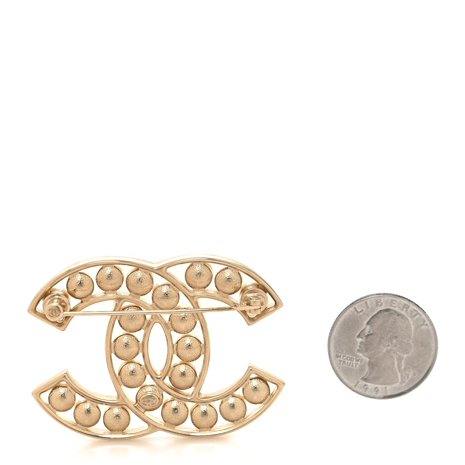 Chanel Pearl CC Brooch Light Gold 2 of 4
