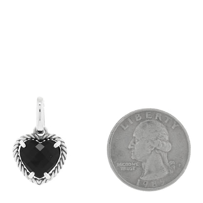 David Yurman Sterling Silver Black Onyx Heart Charm Pendant 2 of 3