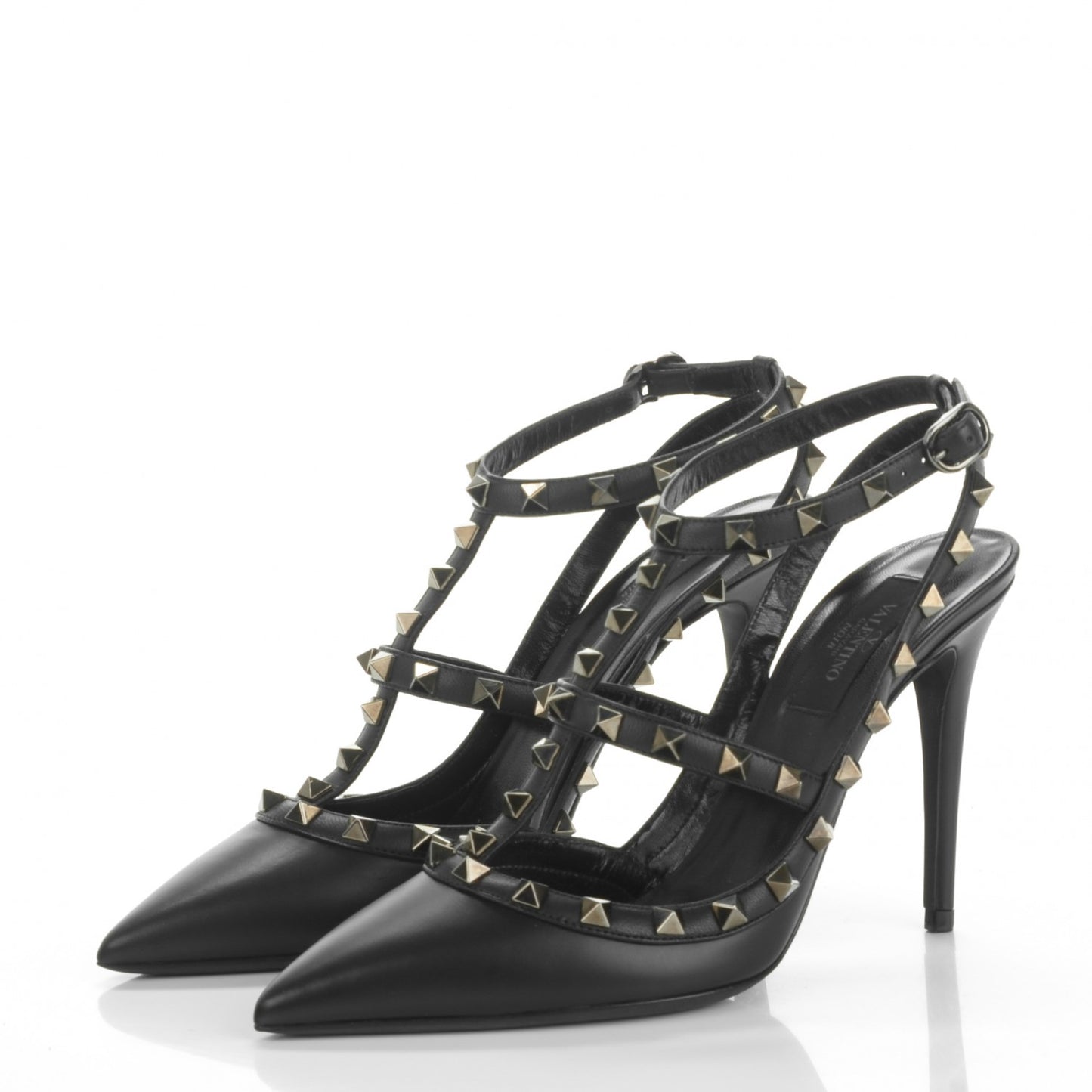 Nappa Rockstud Ankle Strap Pumps 38 Black