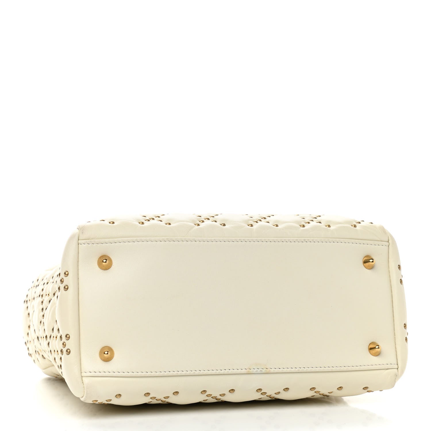 Christian Dior Calfskin Cannage Studded Medium Supple Lady Dior White 4 of 10