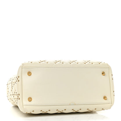 Christian Dior Calfskin Cannage Studded Medium Supple Lady Dior White 4 of 10
