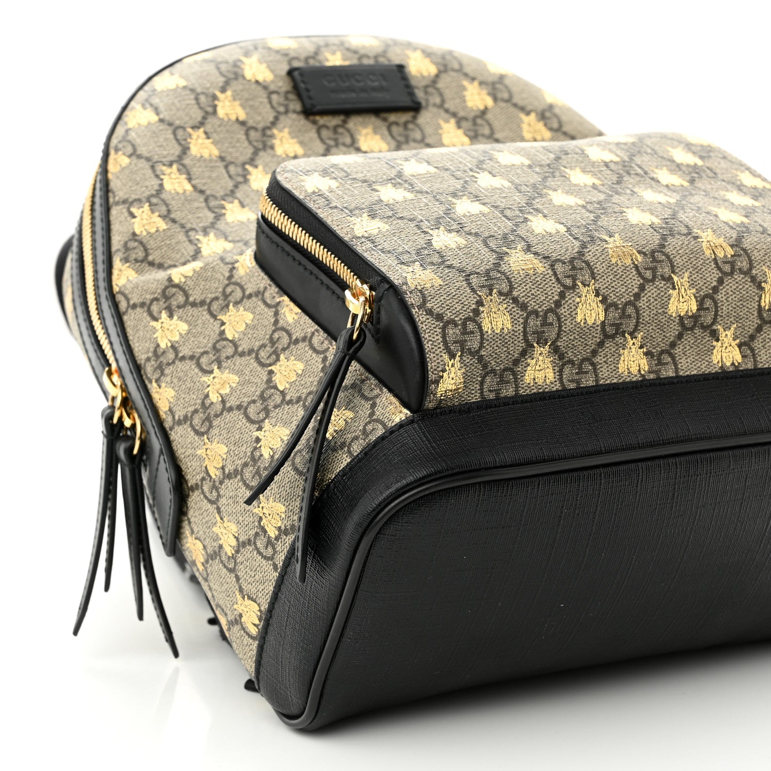 Gucci GG Supreme Monogram Bees Print Small Day Backpack Beige Oro Black 9 of 10