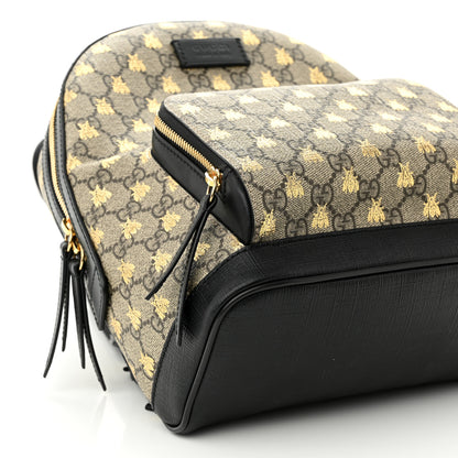 Gucci GG Supreme Monogram Bees Print Small Day Backpack Beige Oro Black 9 of 10