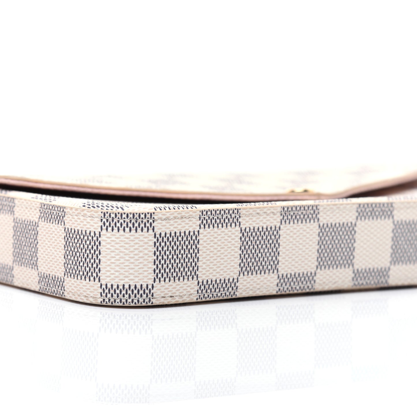 Damier Azur Pochette Felicie Chain Wallet Rose Ballerine