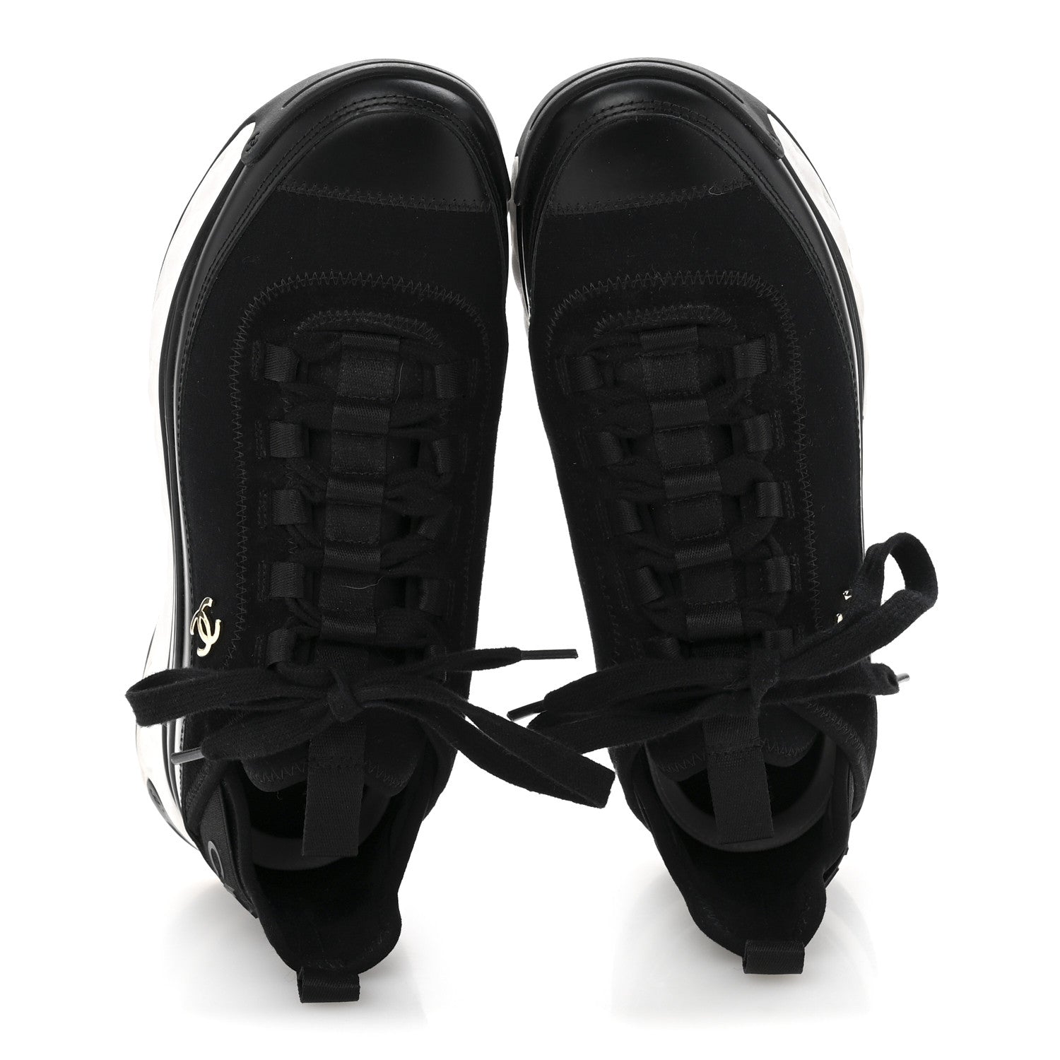 Chanel Velvet Calfskin Mixed Fibers CC Sneakers 38 Black 2 of 8
