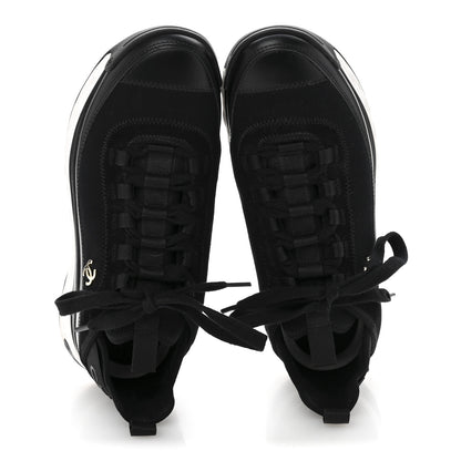 Chanel Velvet Calfskin Mixed Fibers CC Sneakers 38 Black 2 of 8
