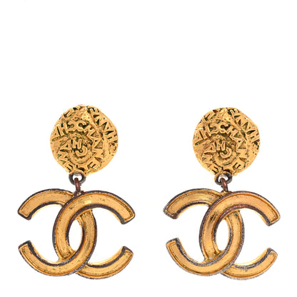 Chanel Metal CC Logo Drop Clip On Earrings Gold 1 of 5