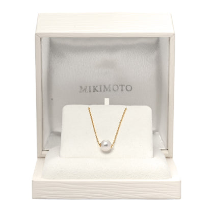 Mikimoto 18K Yellow Gold Akoya Pearl 8-8.5mm Single Pendant Necklace 5 of 5