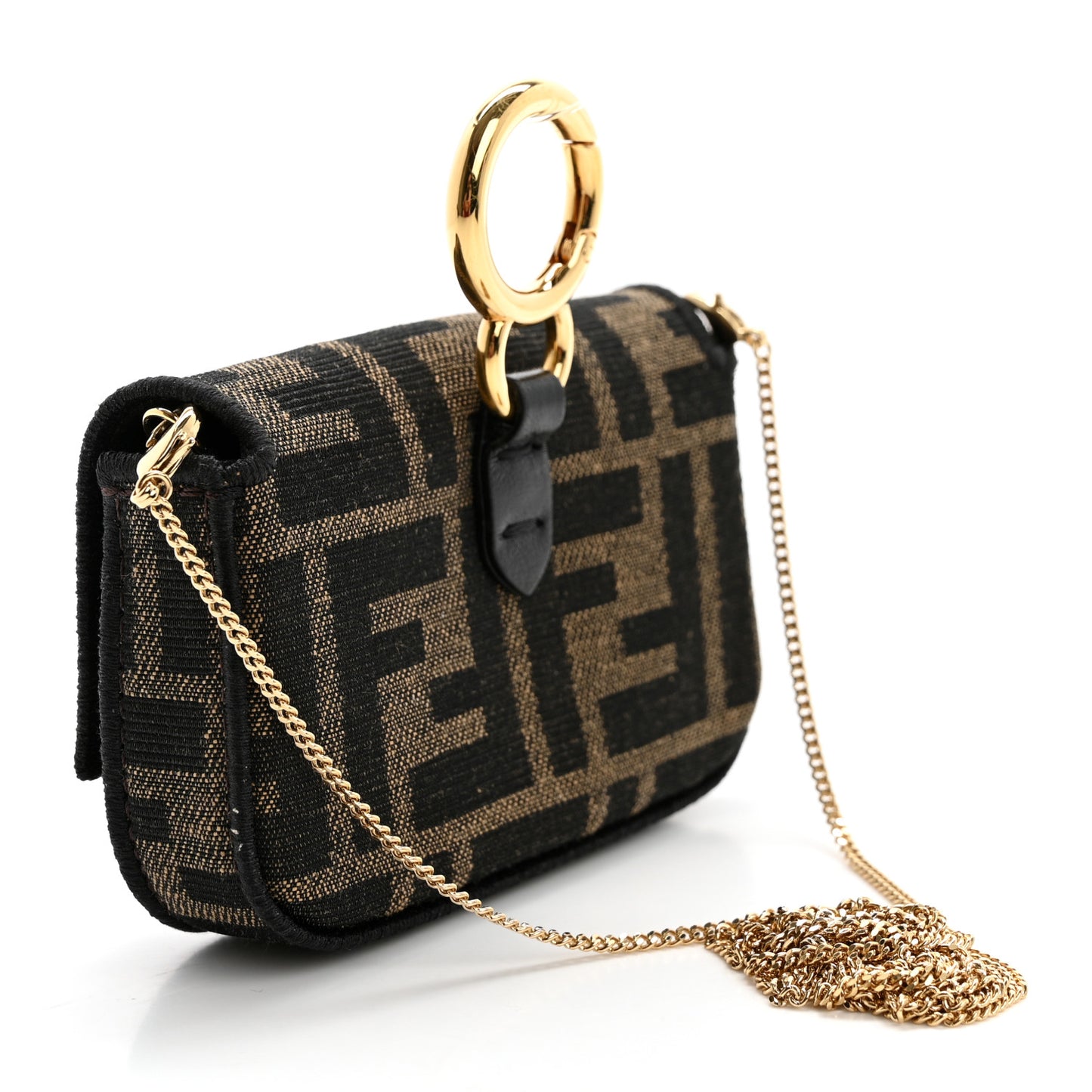 Fabric Jacquard FF 1974 Nano Baguette Charm Tobacco Moro Black