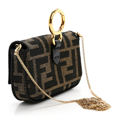Fendi Fabric Jacquard FF 1974 Nano Baguette Charm Tobacco Moro Black 3 of 13