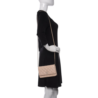 Chanel Caviar Quilted Coco Candy Wallet On Chain WOC Beige 2 of 13