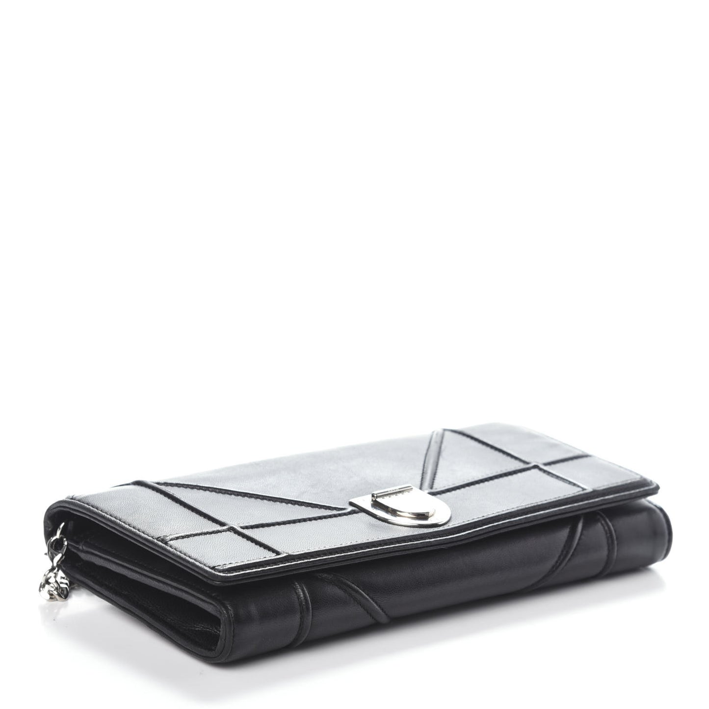 Lambskin Diorama Croisiere Chain Wallet Black