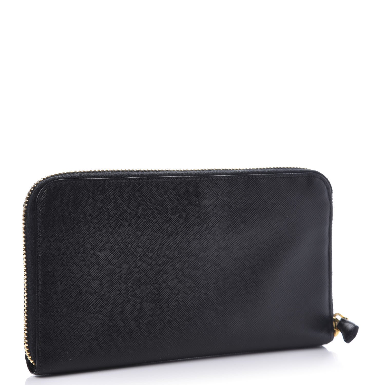 Prada Saffiano Metal Large Zip Around Wallet Black 3 of 7