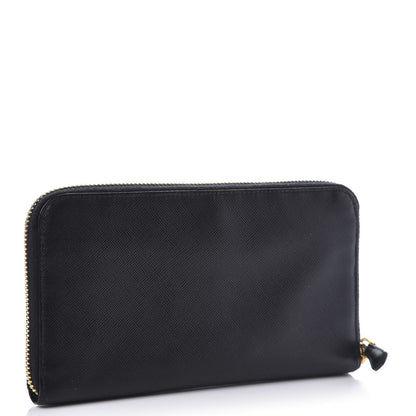 Prada Saffiano Metal Large Zip Around Wallet Black 3 of 7