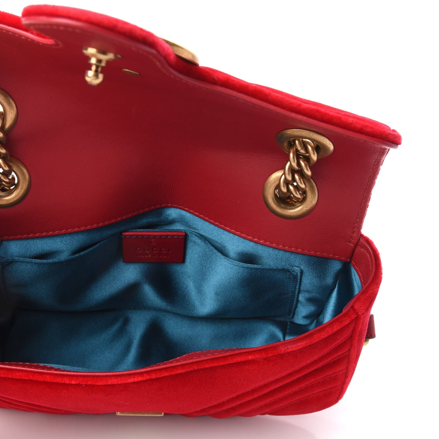 Gucci Velvet Matelasse Mini GG Marmont Shoulder Bag Hibiscus Red 6 of 10