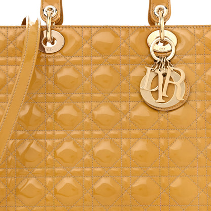 Christian Dior Patent Cannage Large Lady Dior Dark Beige 8 of 12