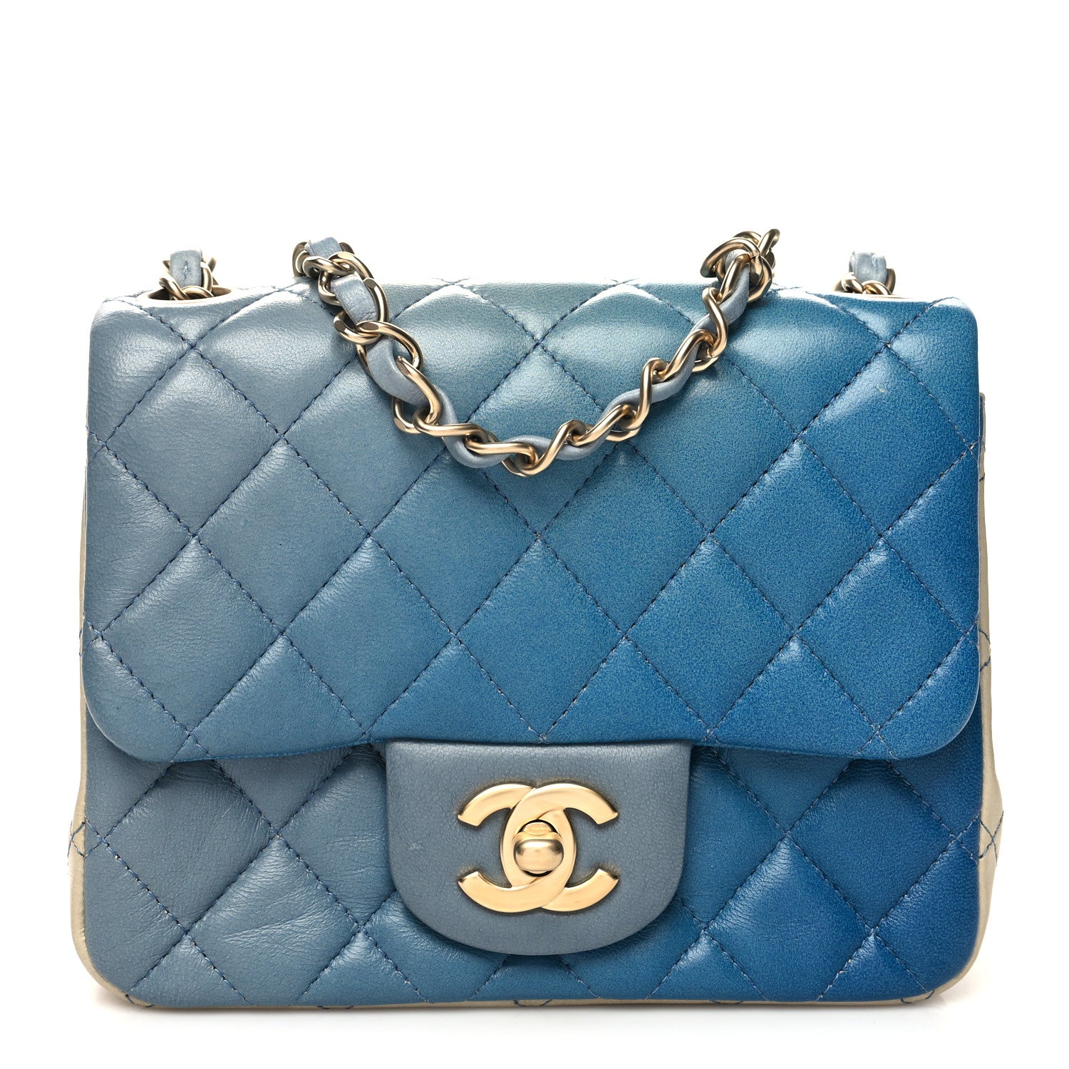 Chanel Lambskin Degrade Quilted Mini Square Flap Light Blue 1 of 11