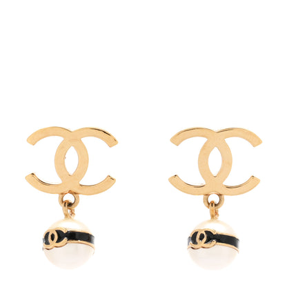 Chanel Pearl CC Drop Earrings Gold 1 of 5