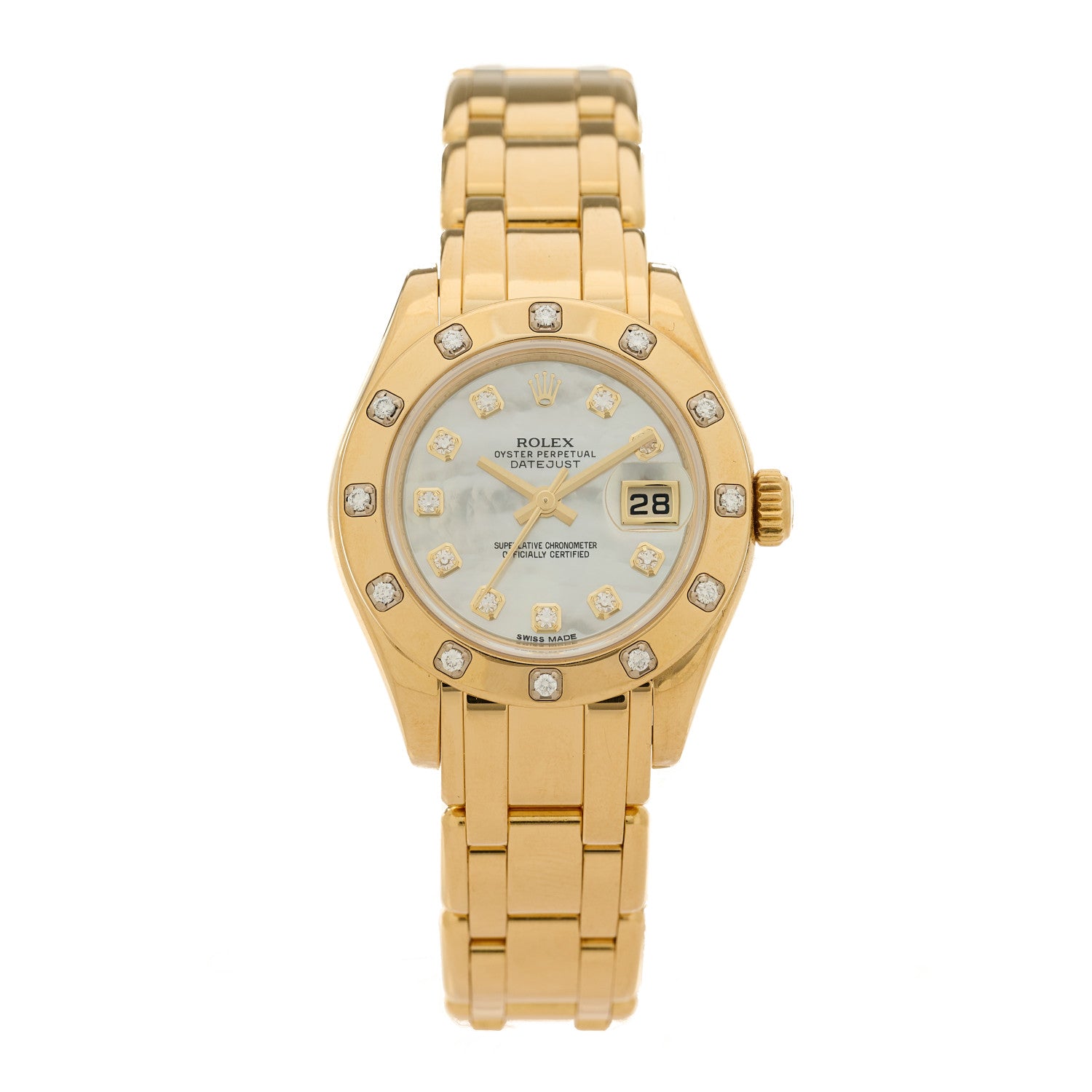 Rolex 18K Yellow Gold Diamond Mother of Pearl 29mm Pearlmaster Datejust Watch 80318 1 of 5