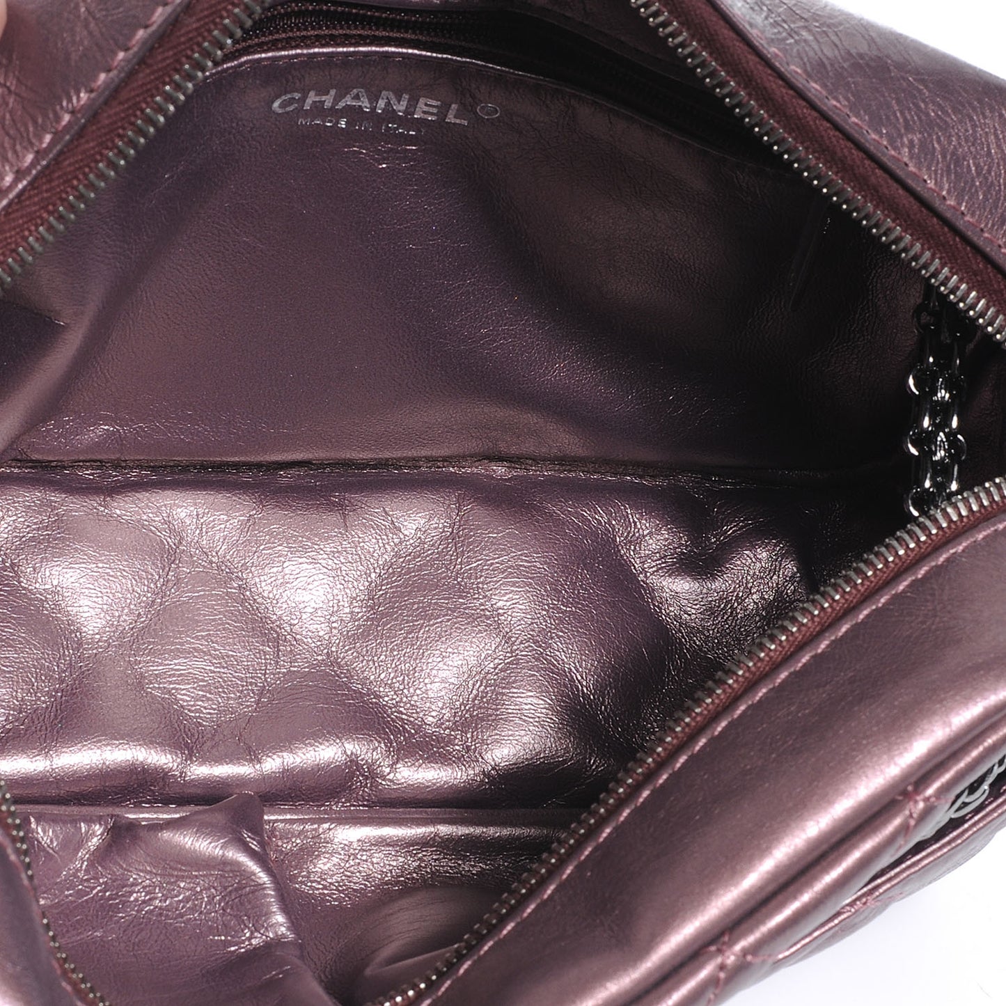 Metallic Aged Calfskin Quilted Medium Reissue Camera Case Pink
