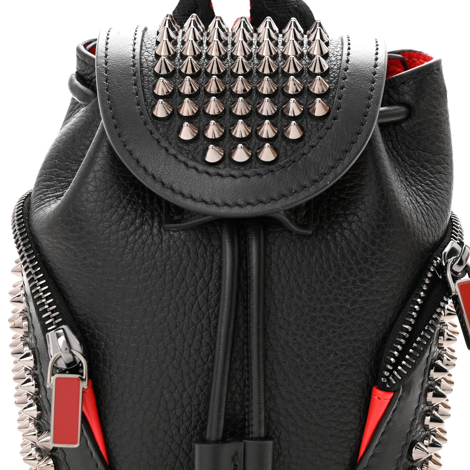 Christian Louboutin Calfskin Spiked Mini Explorafunk Keyring Bag Black 7 of 11