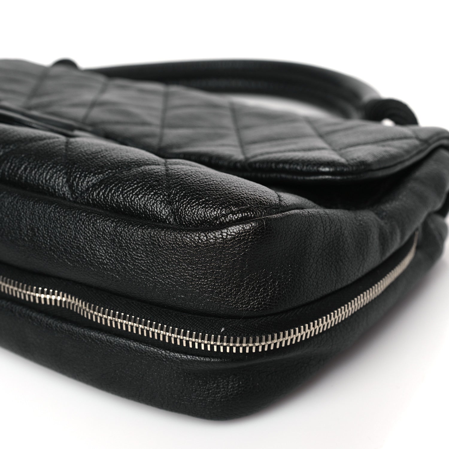 Chanel Calfskin Quilted Expandable Zip Flap Shoulder Bag Black 9 of 10