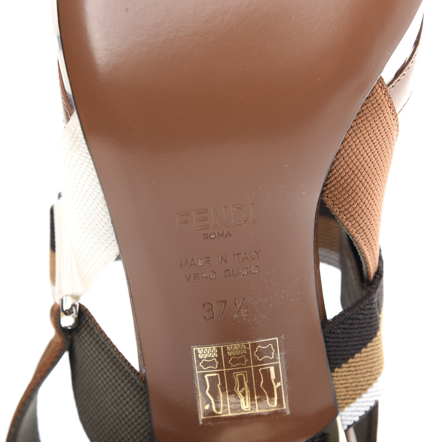 Fendi PVC Vitello FF Colibri 55mm Slingback Pumps 37.5 Transparent White Cuoio Avana 9 of 10