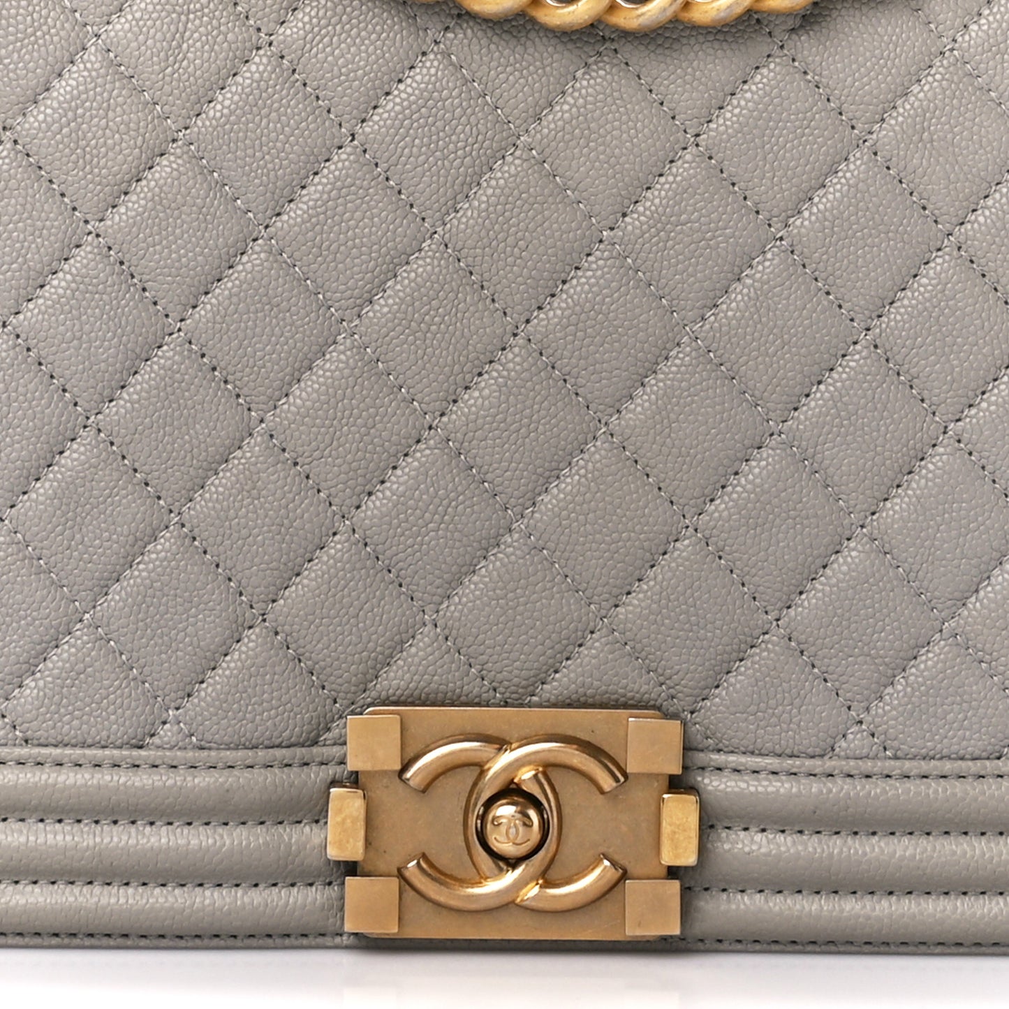 Caviar Quilted New Medium Boy Flap Grey