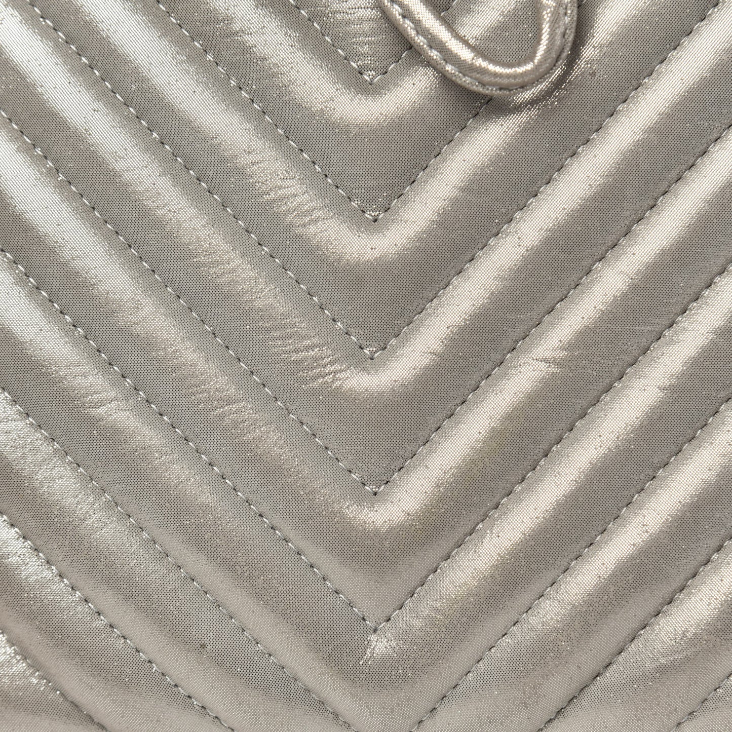Metallic Calfskin Chevron Quilted Urban Spirit Backpack Silver
