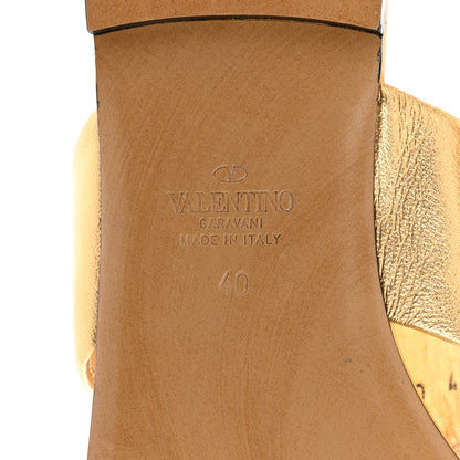 Valentino Garavani Metallic Nappa One Stud Flat Thong Sandals 40 Antique Brass 8 of 10