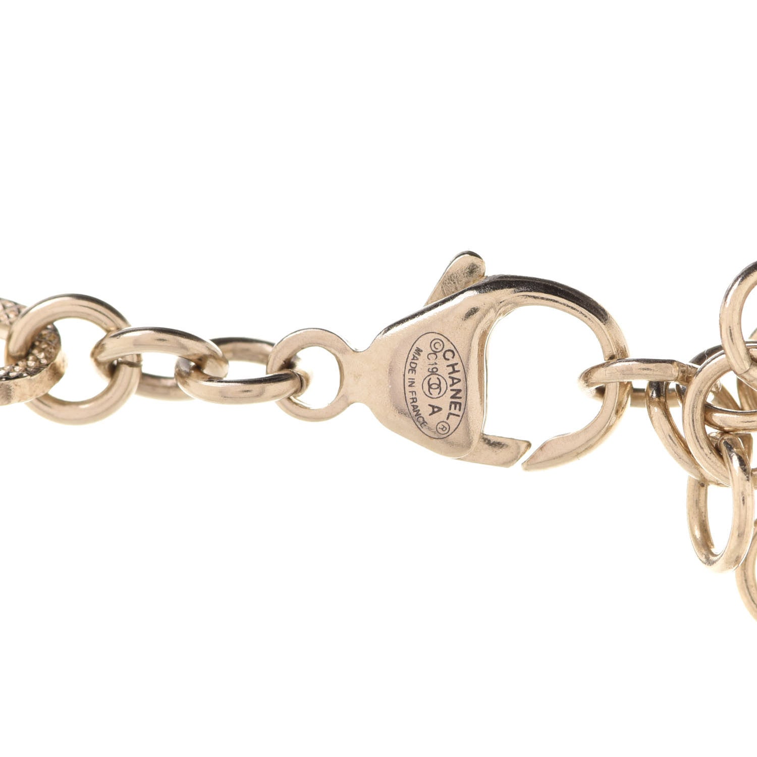 Chanel Crystal Pearl Nefertiti CC Double Chain Pendant Necklace Gold Dark Grey 5 of 6