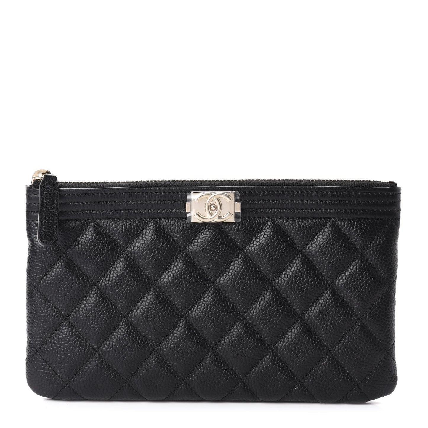 Caviar Quilted Classic Zip Boy Pouch Black