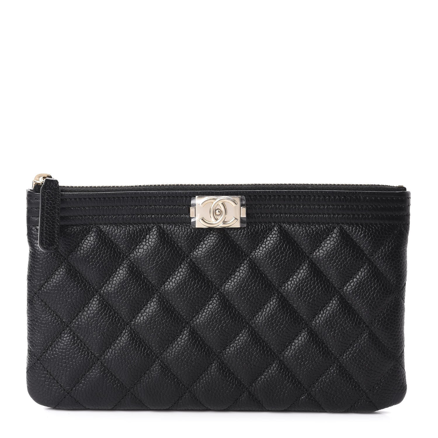 Chanel Caviar Quilted Classic Zip Boy Pouch Black 1 of 8