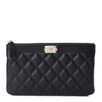 Chanel Caviar Quilted Classic Zip Boy Pouch Black 1 of 8