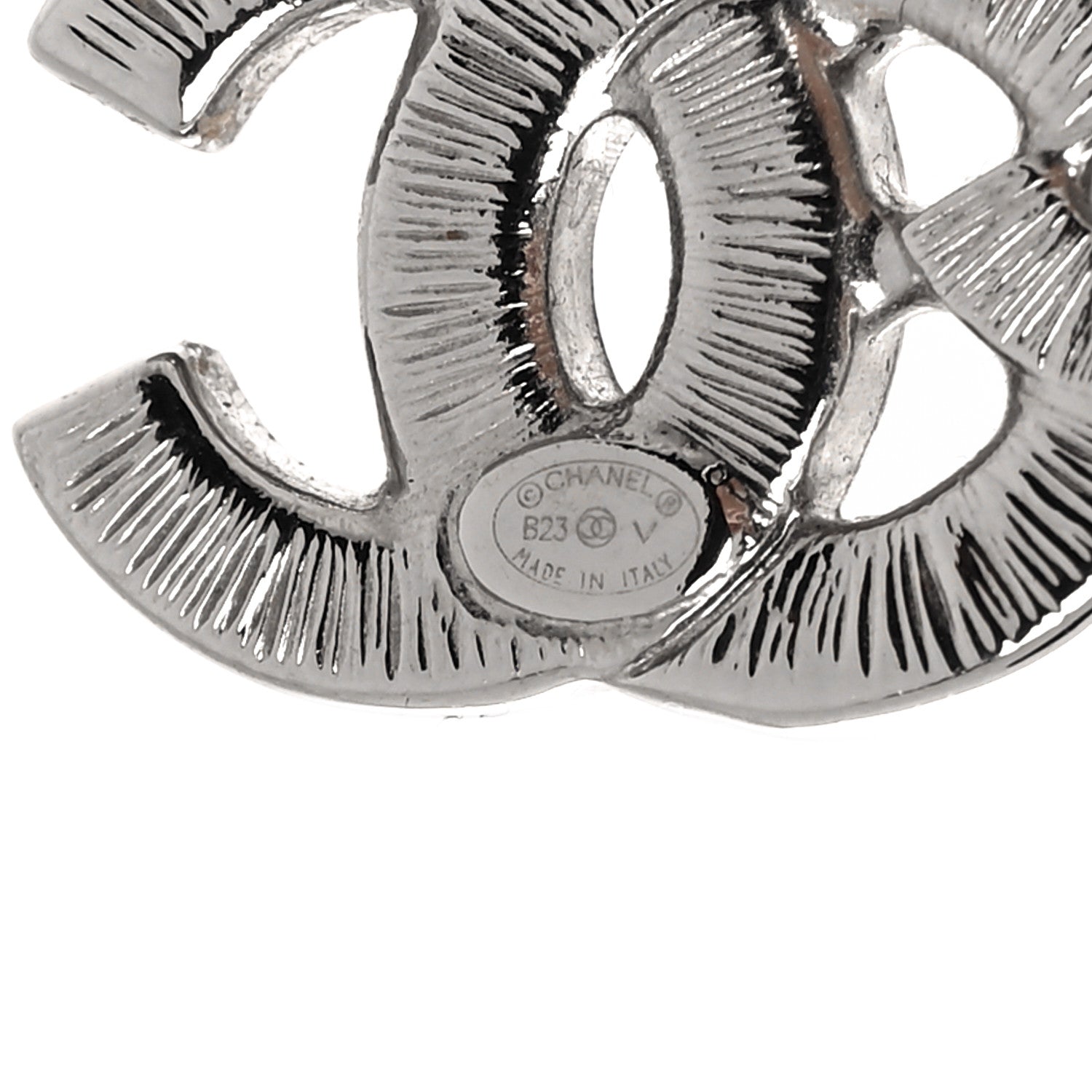 Chanel Baguette Crystal Double CC Earrings Silver 4 of 5