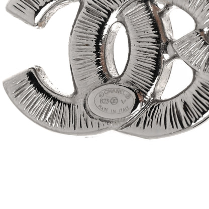 Chanel Baguette Crystal Double CC Earrings Silver 4 of 5