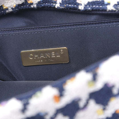 Chanel Tweed Quilted Maxi 19 Flap Ecru Navy Blue Multicolor 7 of 11